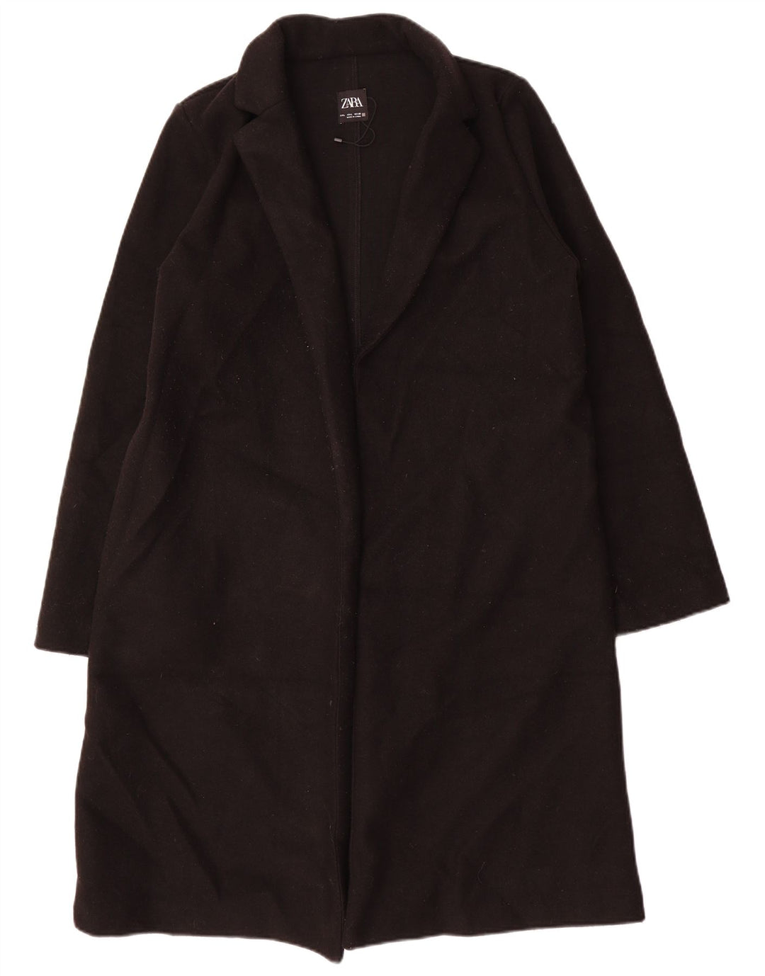 ZARA Womens Open Overcoat UK 16 Large Black Polyester