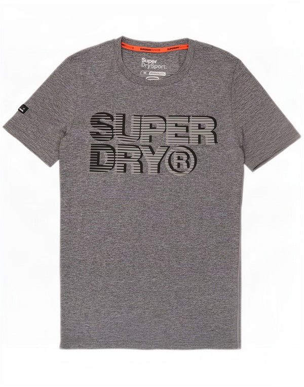 Superdry Mens Athletic Fit Graphic T-Shirt Top Medium Grey Flecked