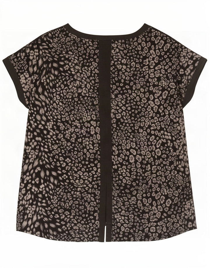 Blusa feminina Oasis UK 14 poliéster preto médio com estampa animal