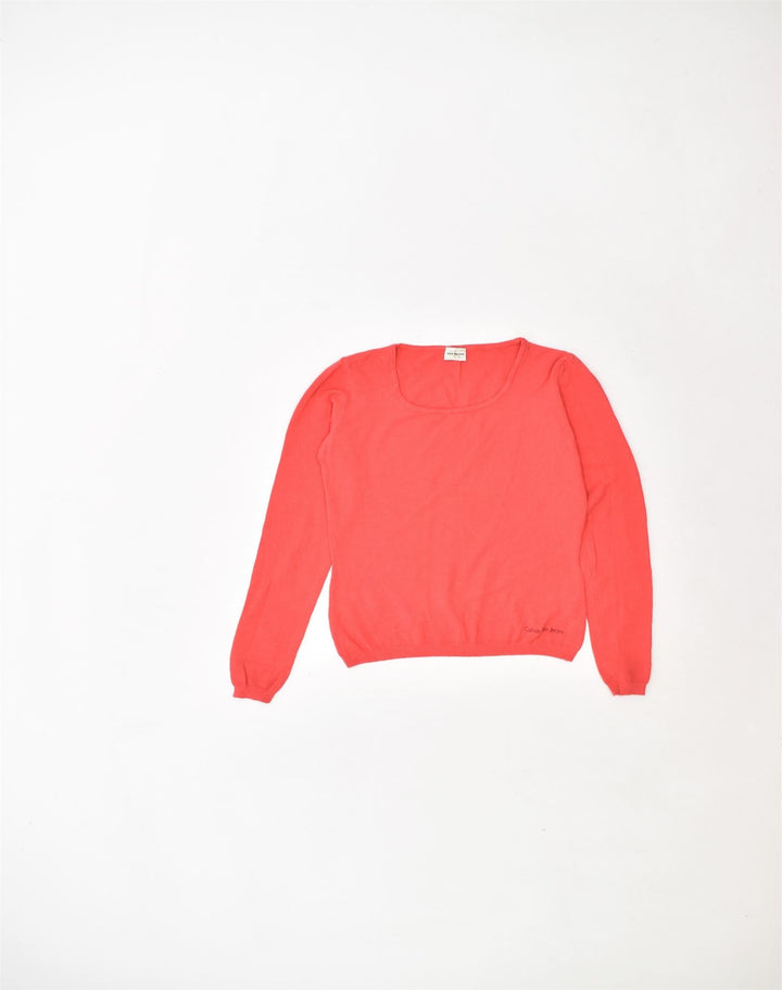 CALVIN KLEIN Womens Crew Neck Jumper Sweater UK 18 XL Red Viscose | Vintage | Thrift | Second-Hand | Used Clothing | Messina Hembry 