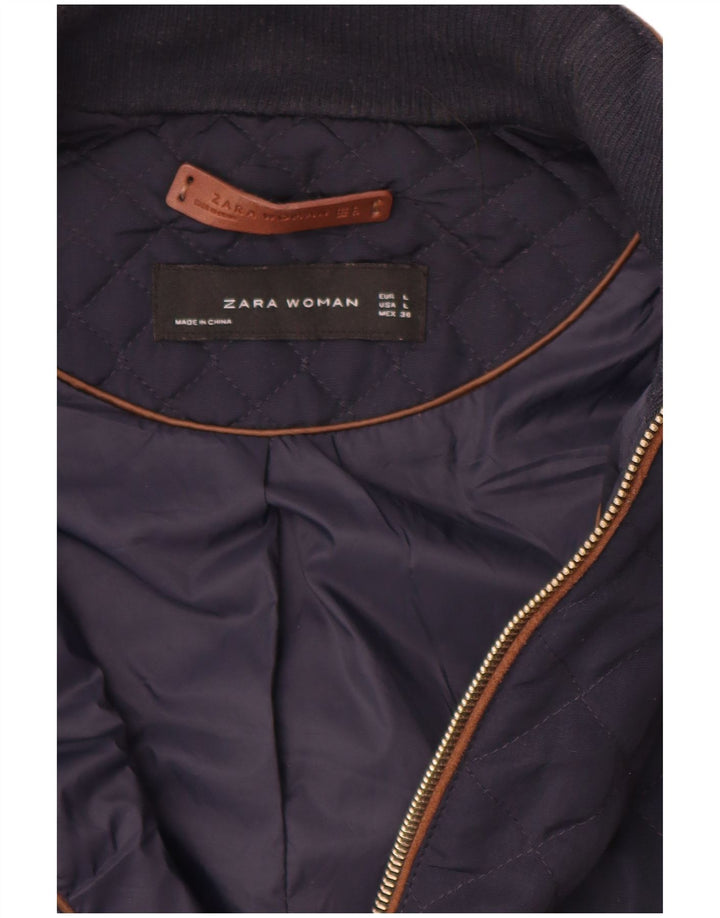 Zara Womens Quilted Gilet UK 16 Large Navy Blue