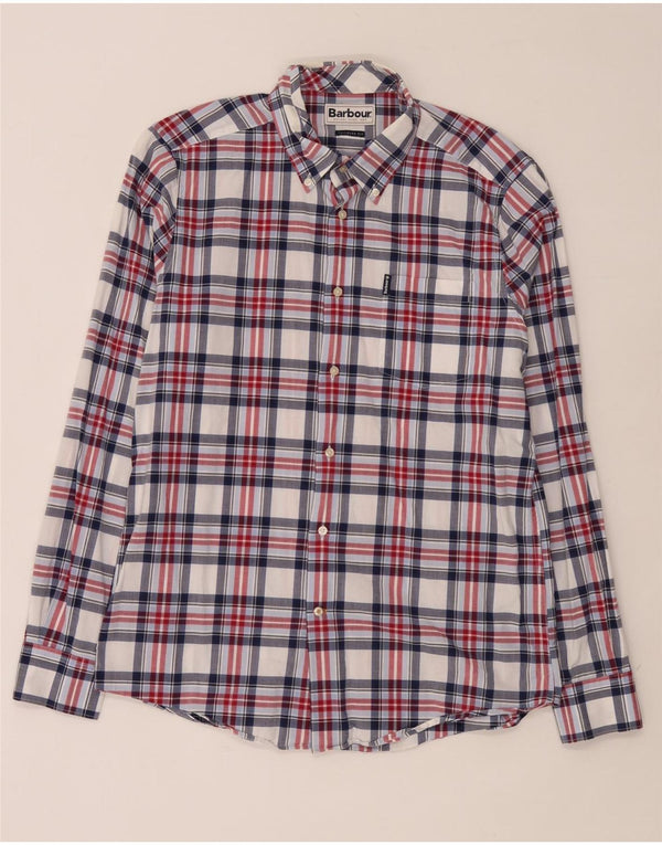 Camisa masculina Barbour Tailored Fit média de algodão xadrez multicolorido