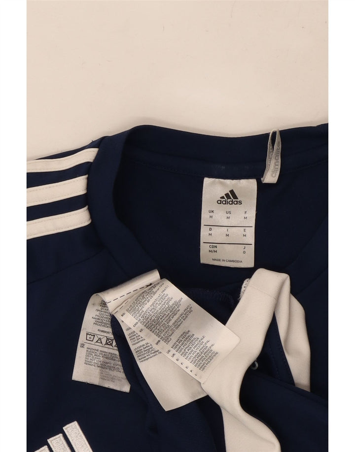 ADIDAS Mens Climalite T-Shirt Top Medium Navy Blue Colourblock Polyester