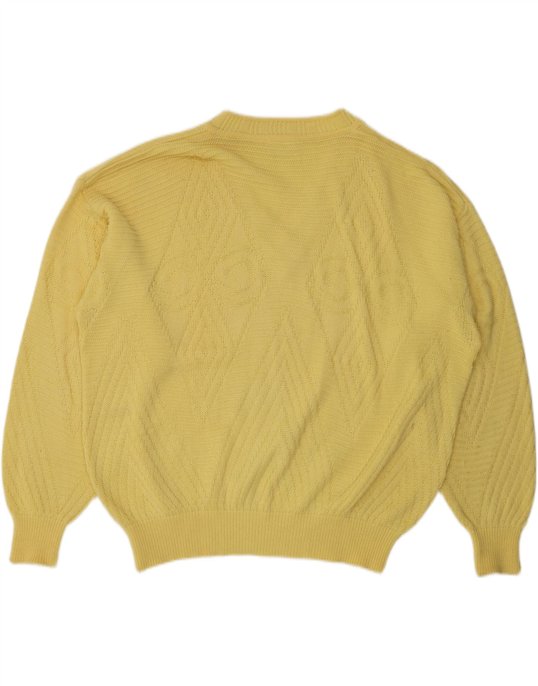 BRIAN SCOTT Mens V-Neck Jumper Sweater Size 48 2XL Yellow Argyle/Diamond