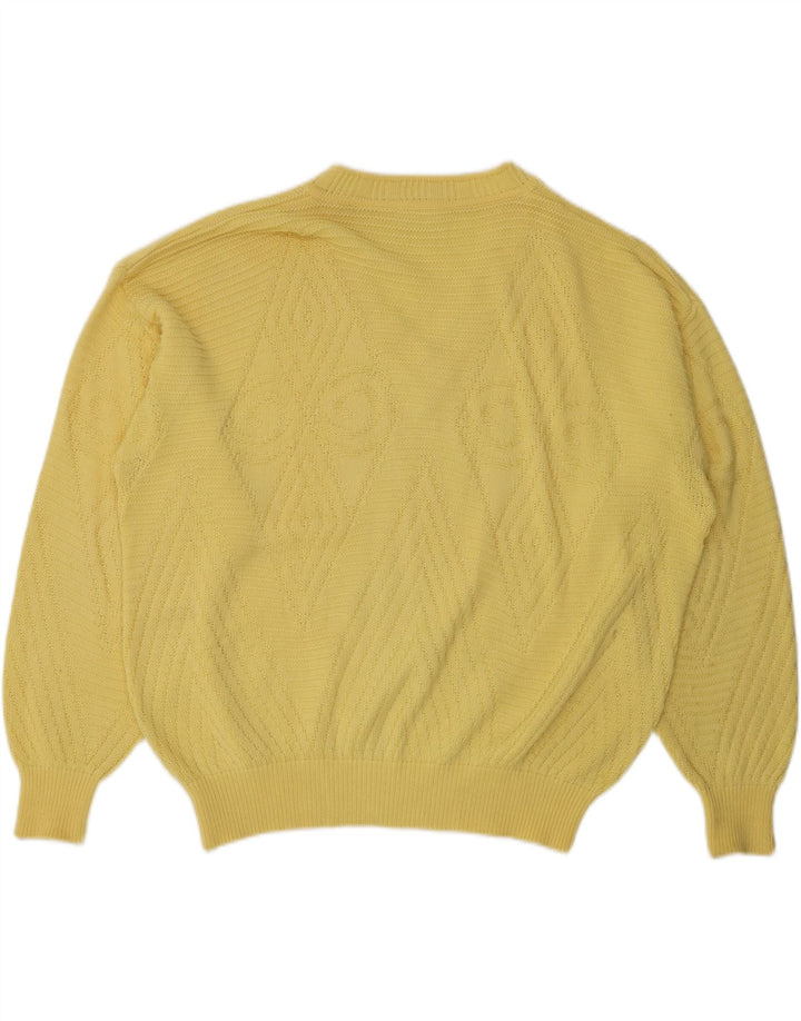 BRIAN SCOTT Mens V-Neck Jumper Sweater Size 48 2XL Yellow Argyle/Diamond