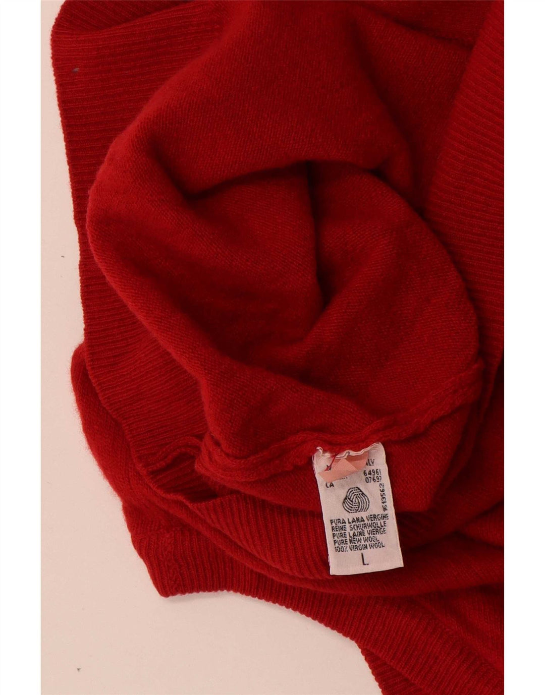 Benetton Mens Sleeveless Cardigan Sweater Large Red Wool