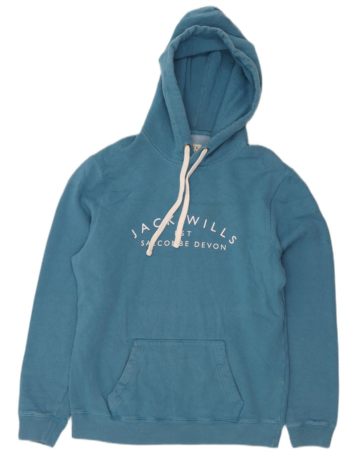 Maglione con cappuccio grafico da uomo Jack Wills in cotone blu medio
