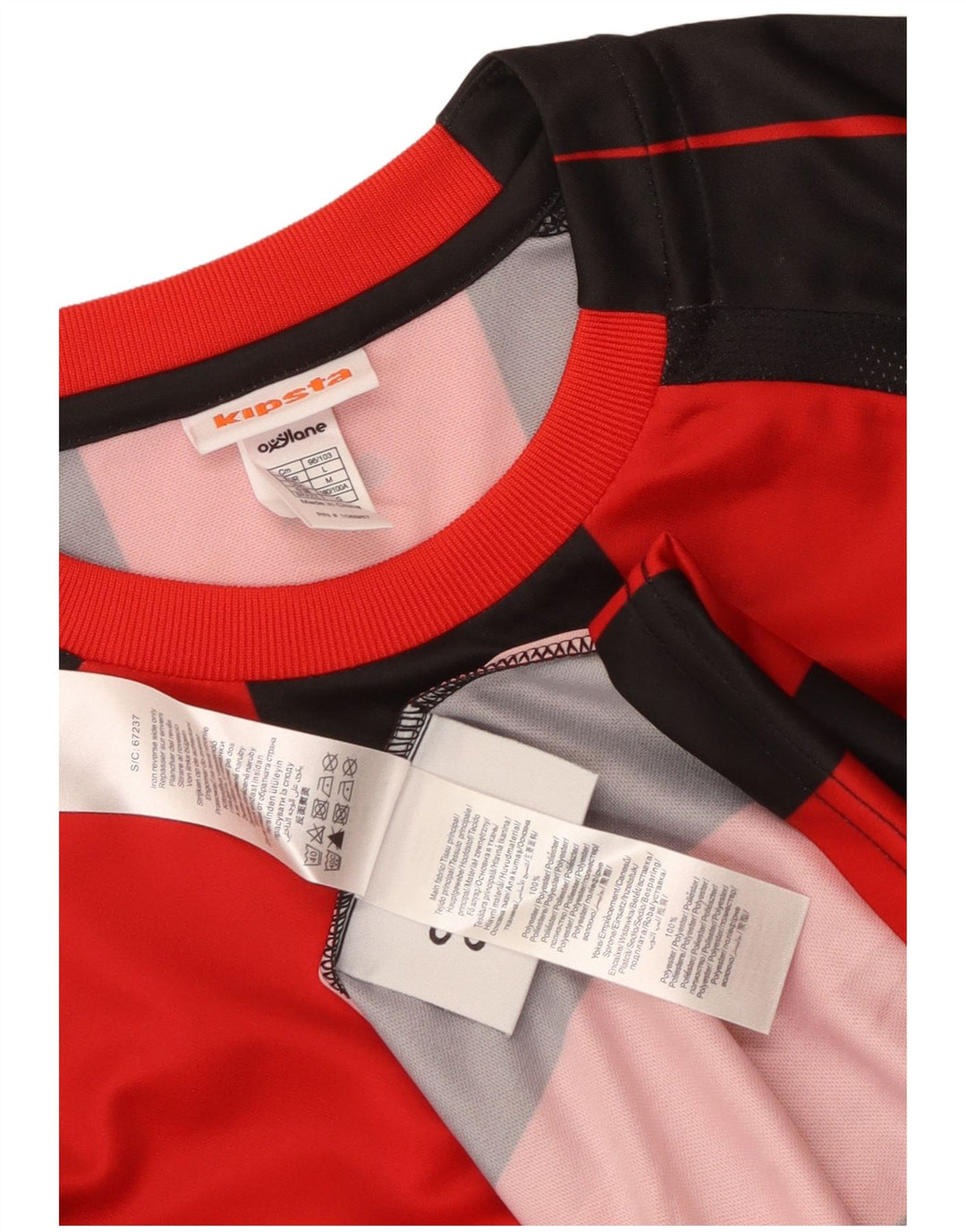 KIPSTA Mens Graphic T-Shirt Top Large Red Striped Polyester