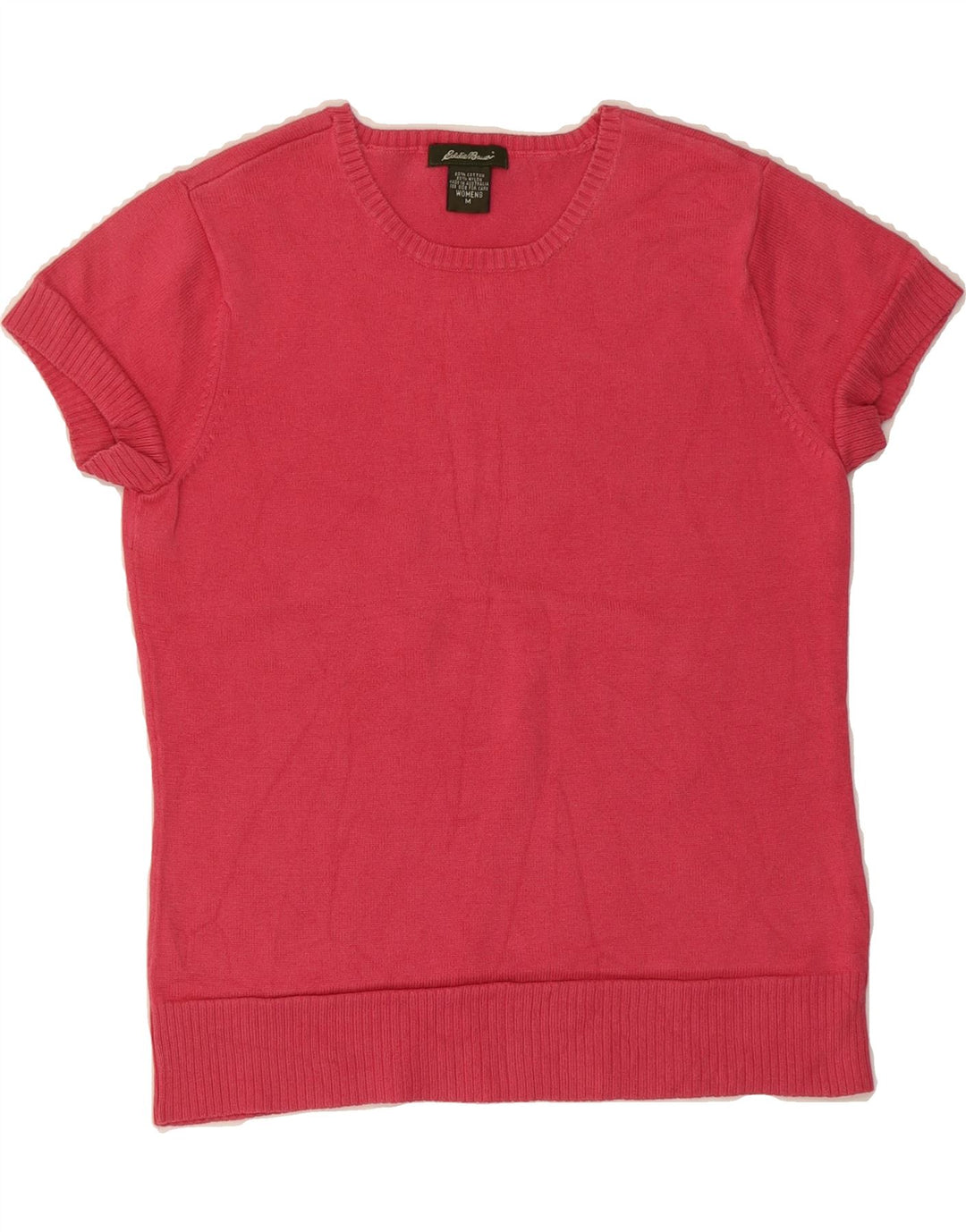 EDDIE BAUER Womens Crop Crew Neck Jumper Sweater UK 14 Medium Pink Vintage Eddie Bauer and Second-Hand Eddie Bauer from Messina Hembry 