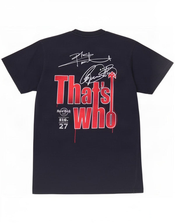 Camiseta masculina Hard Rock Cafe Malta com estampa gráfica pequena de algodão azul marinho
