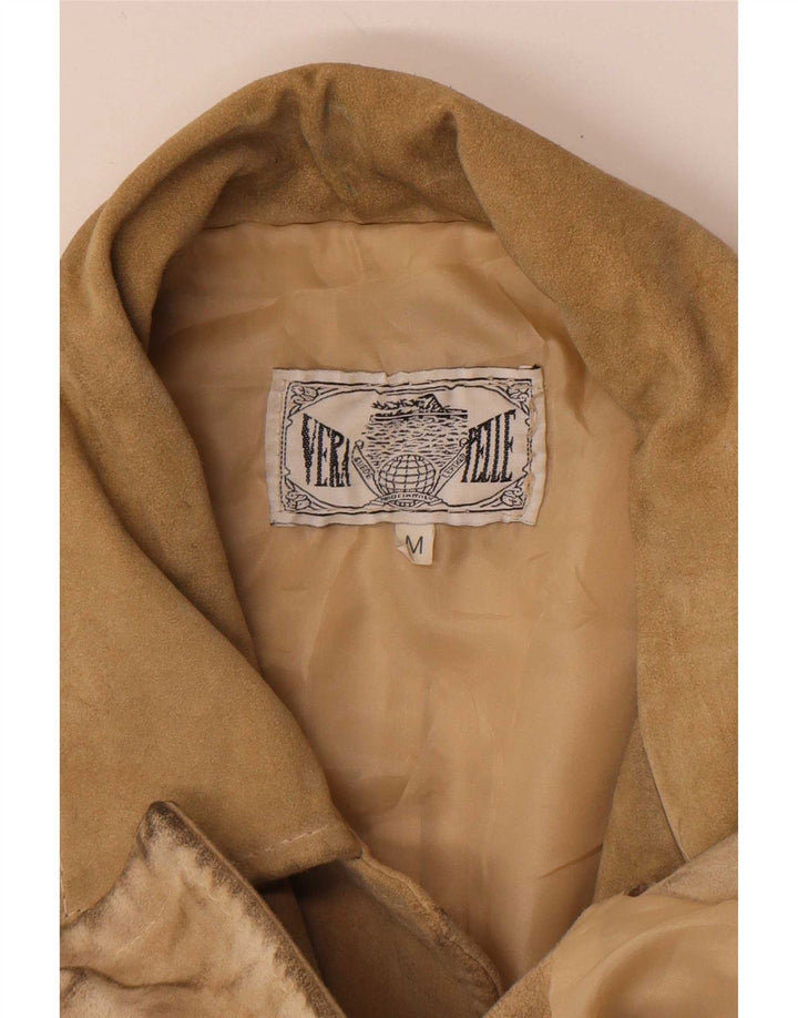 Vintage Mens Suede Jacket UK 38 Medium Beige Leather