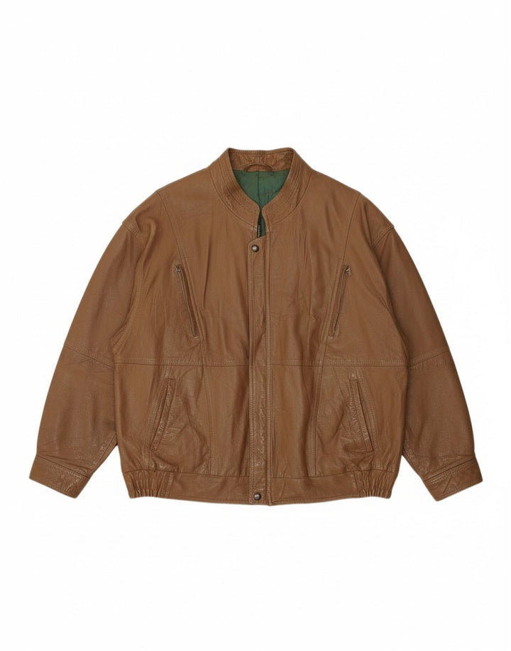 ASGARD Mens Leather Jacket UK 42 XL Brown Leather