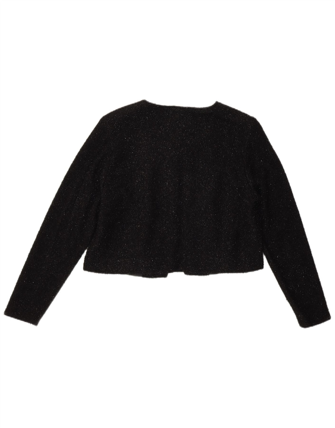 VINTAGE Womens Bolero Jacket UK 12 Medium Black Flecked Nylon