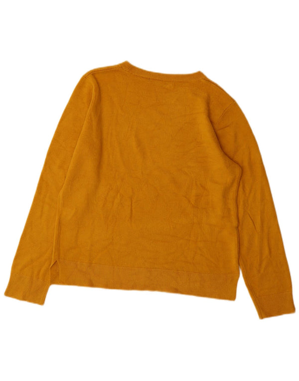 Marks & Spencer Dame Boat Neck Jumper Sweater UK 10 Small Yellow Acryl