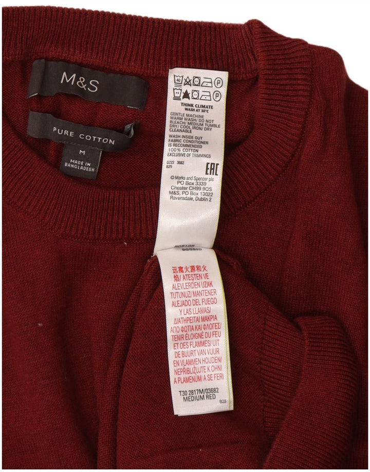 Marks & Spencer Mens Crew Neck Jumper Sweater Medium Maroon Cotton