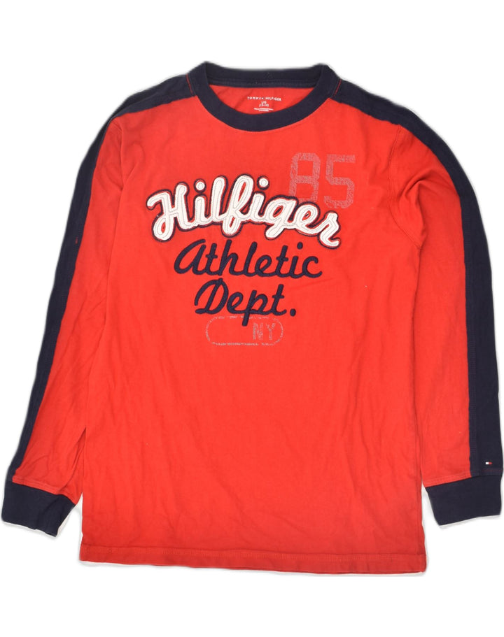 TOMMY HILFIGER Boys Graphic Top Long Sleeve 12-13 Years Large Red | Vintage Tommy Hilfiger | Thrift | Second-Hand Tommy Hilfiger | Used Clothing | Messina Hembry 