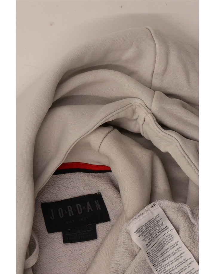 JORDAN Mens Graphic Hoodie Jumper Medium White Cotton