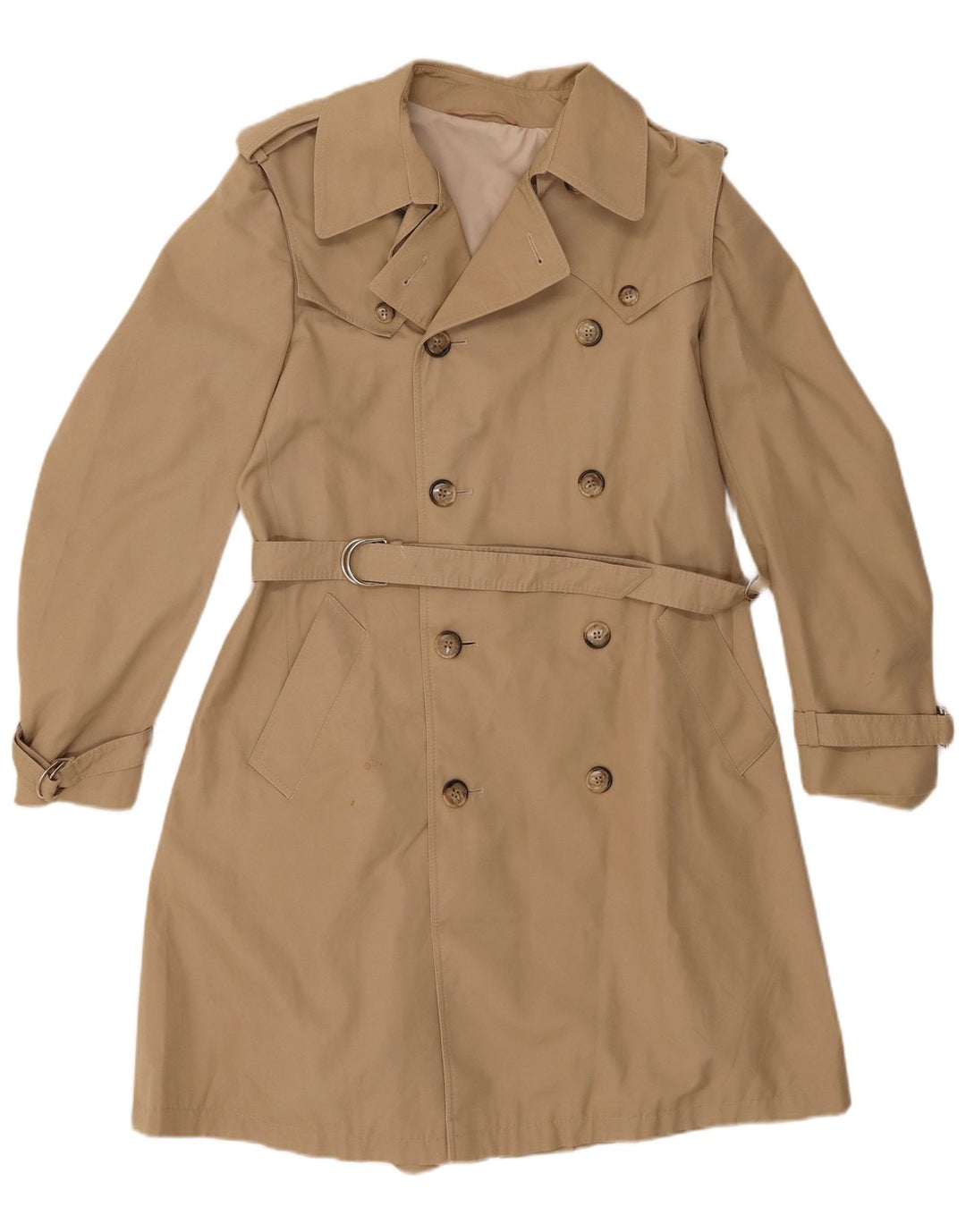 Vintage Womens Trench Coat UK 12 Medium Beige Synthetic