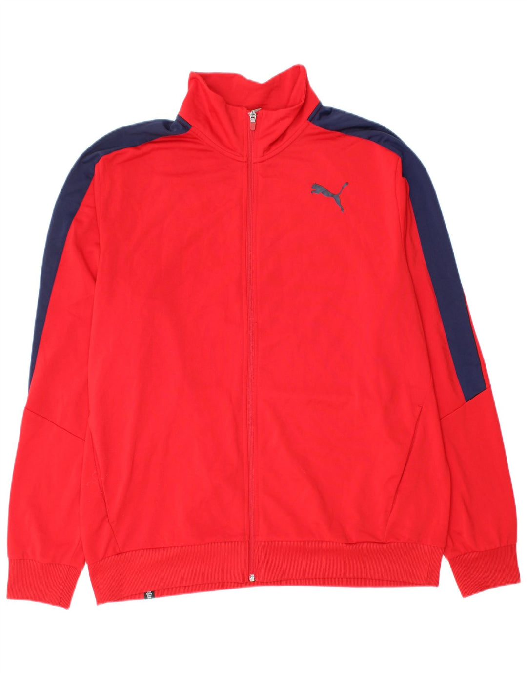 Puma Herren-Trainingsanzug-Top-Jacke XL, rotes Farbblock-Polyester
