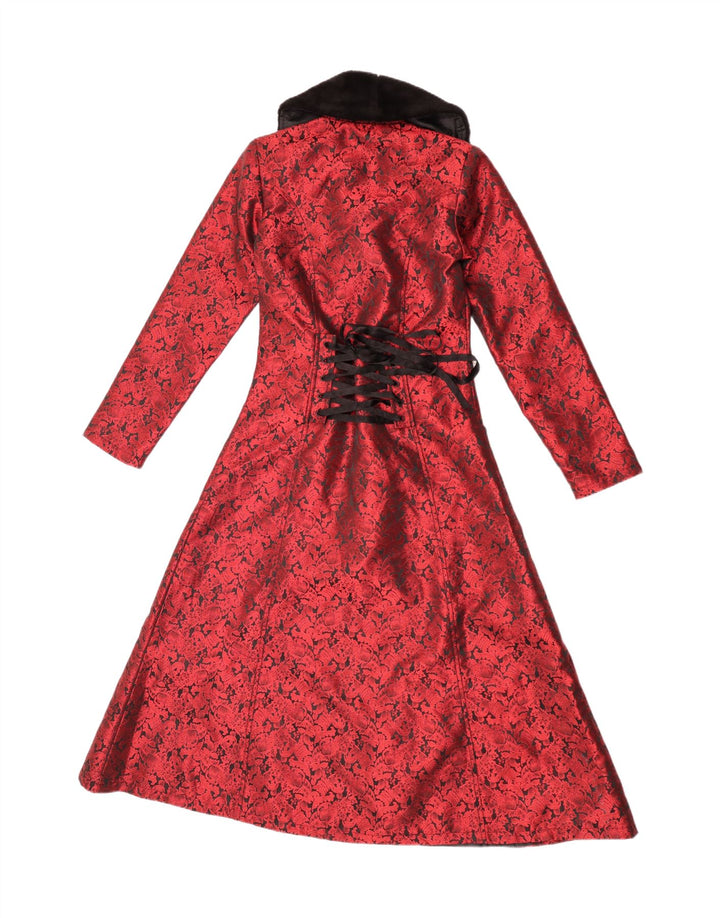 Cappotto doppiopetto Gothicana da donna EMP UK 10 piccolo poliestere floreale rosso