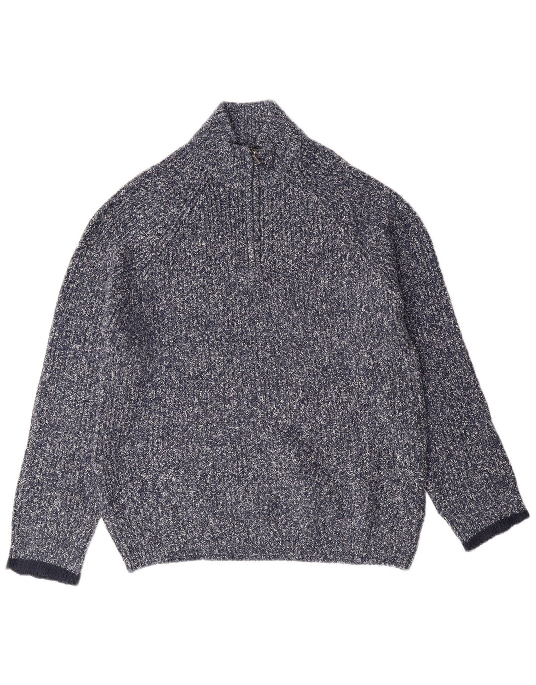 MARKS & SPENCER Sweater med lynlås til mænd Large Blue Flecked Classic