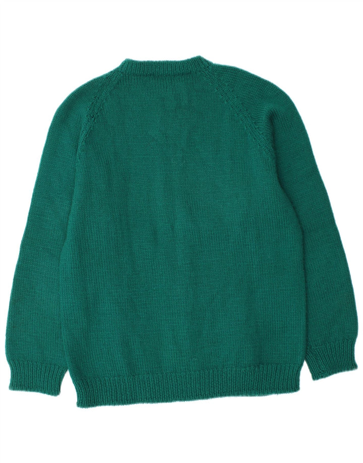 Vintage herre sweater med rund hals, medium grøn