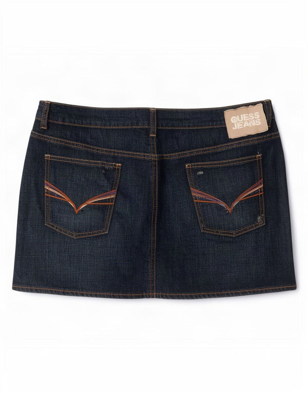 Guess Femme Mini Jupe En Jean W32 Large Bleu Marine Coton