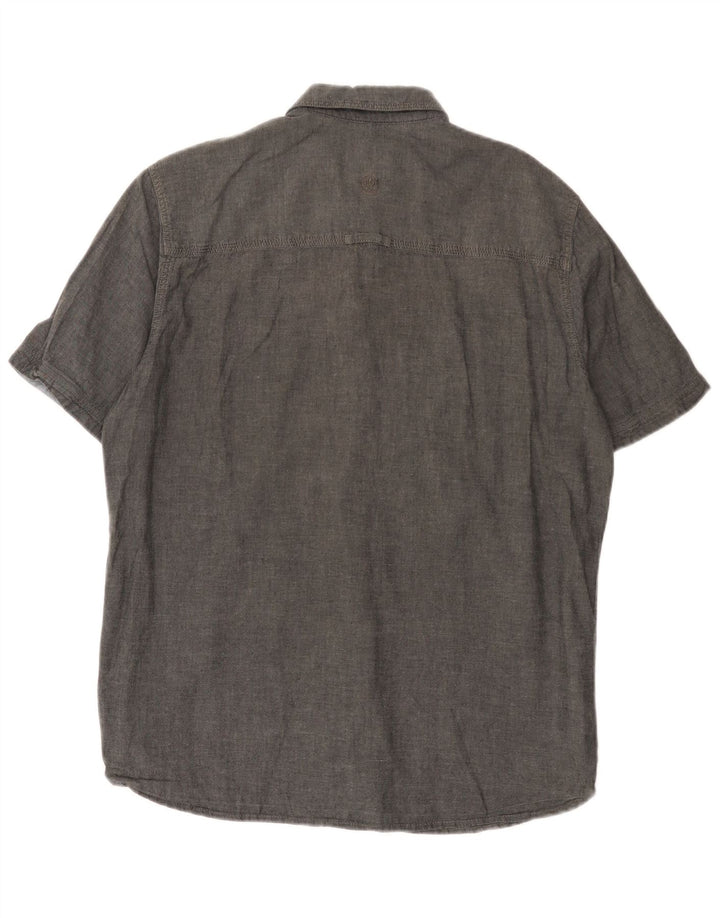 Chemise Fat Face Homme Coupe Classique à Manches Courtes Gris Moyen Coton