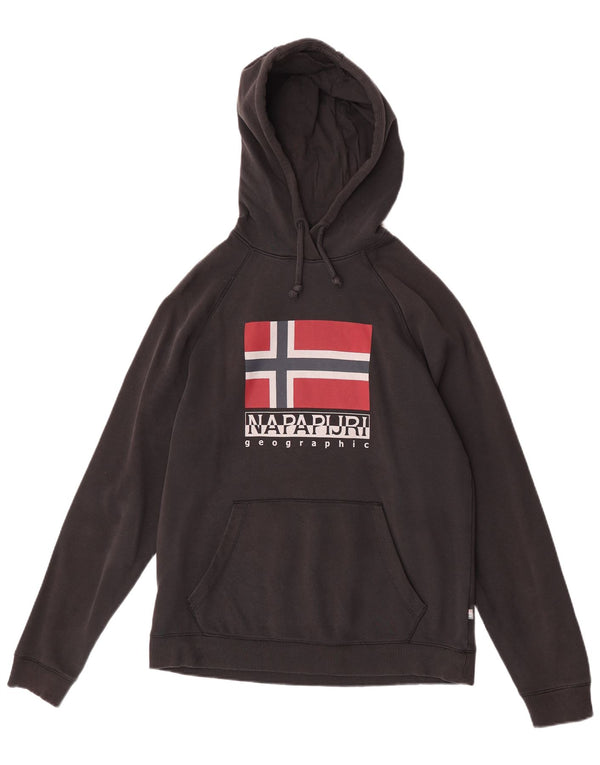 Napapijri Mens Geographic Graphic Hoodie Jumper Large Black Cotton