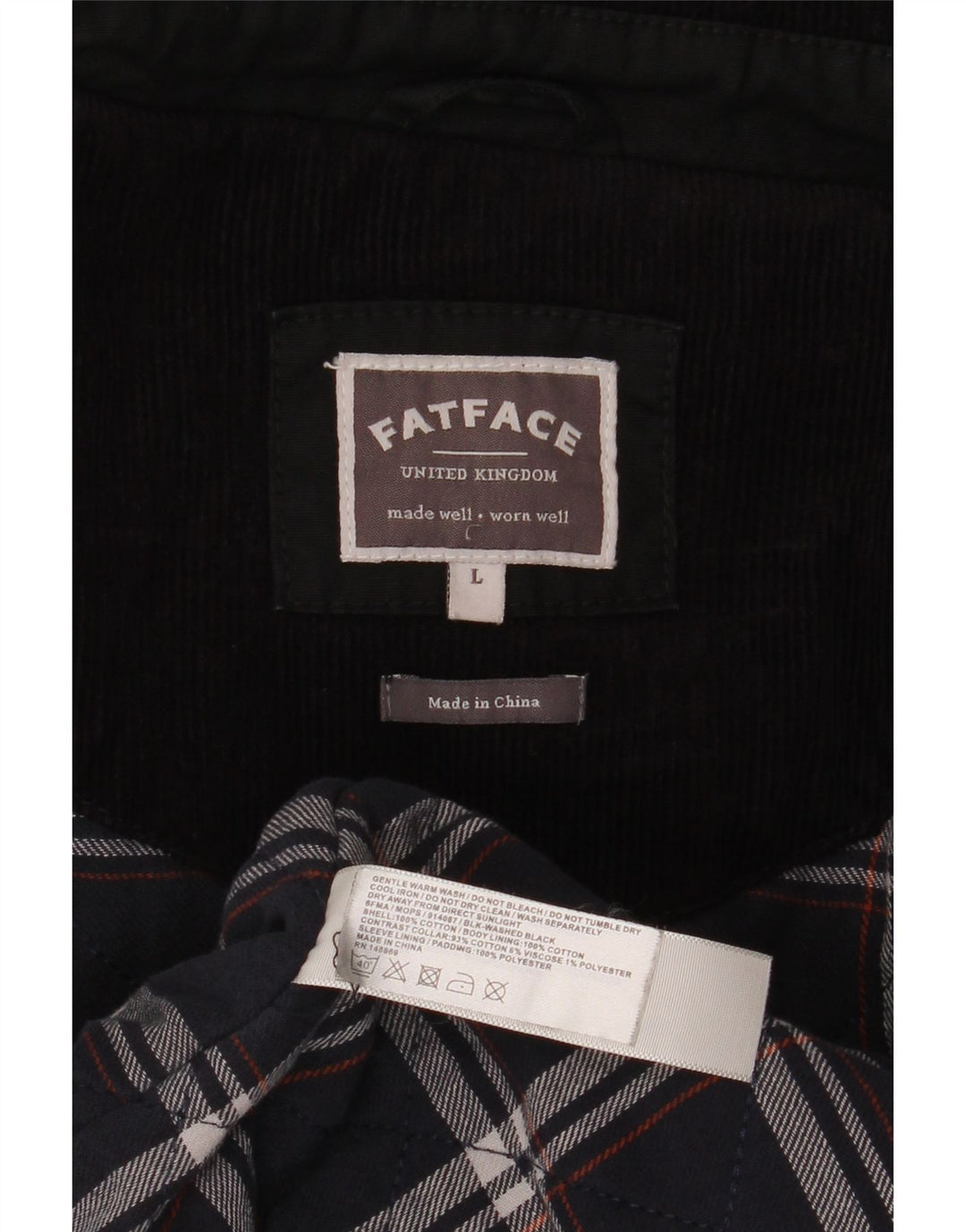 Fat Face Veste en coton ciré pour homme UK 40 Large Noir