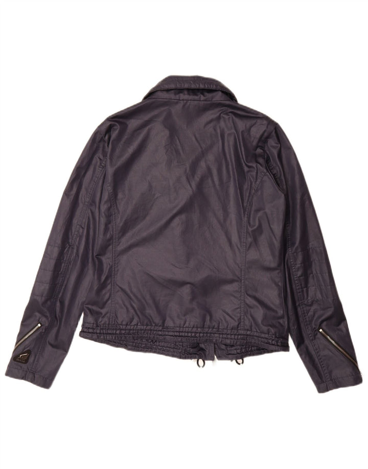 HOGAN Womens Bomber Jacket IT 44 Medium Navy Blue Cotton