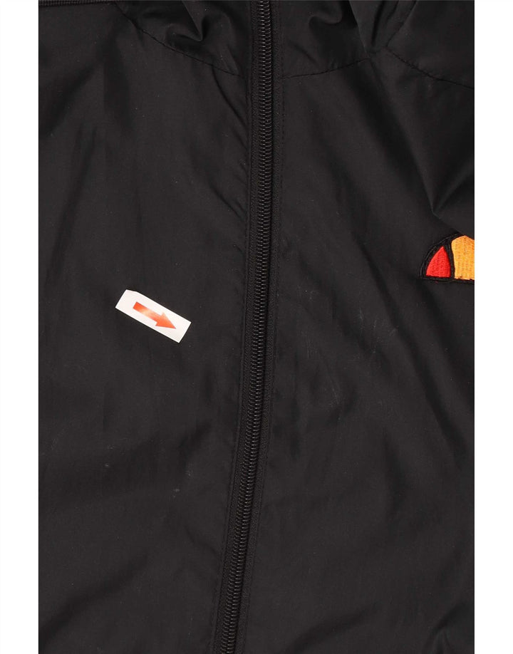 Ellesse Mens Graphic Hooded Tracksuit Top Jacket Small Black Colourblock