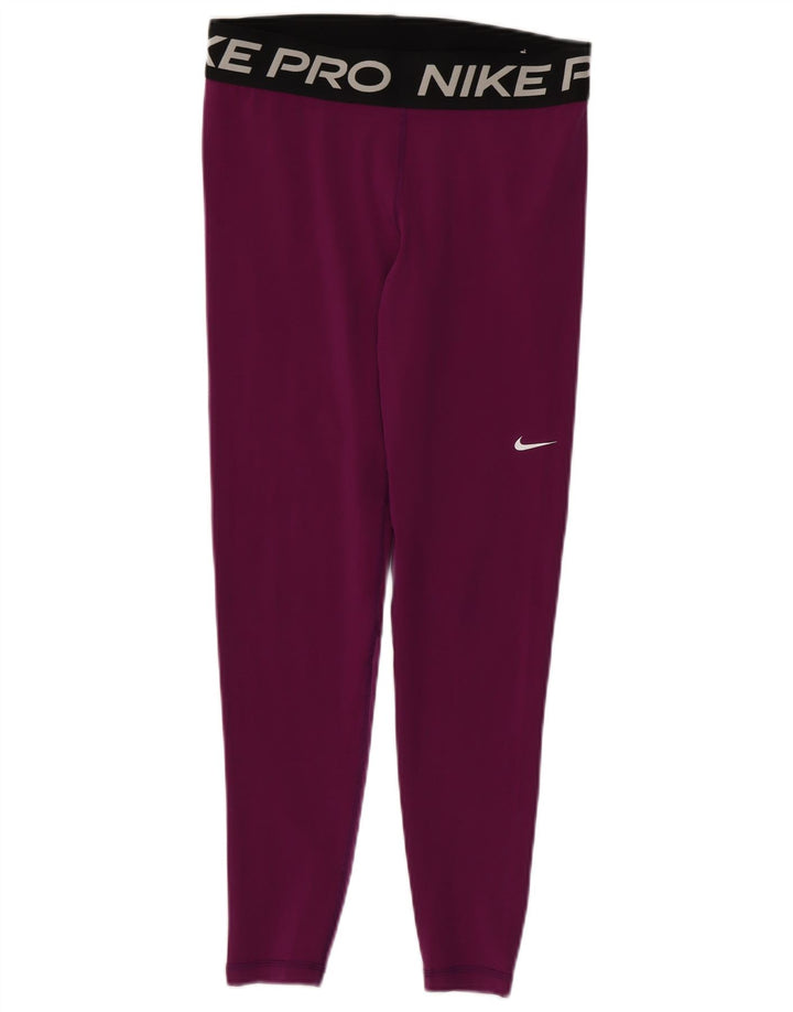 Nike Womens Dri Fit Graphic Leggings UK 12 Medium  Purple Polyester