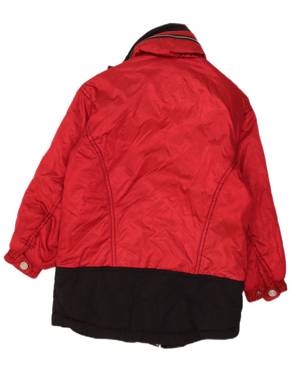 C&A Womens Rodeo Hooded Oversized Ski Jacket UK 10 Small Red Colourblock