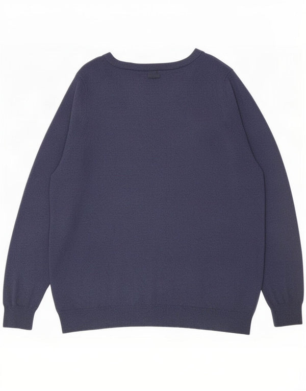 Marks & Spencer Dame Grafisk Boat Neck Jumper Sweater UK 20 2XL Navy Blue
