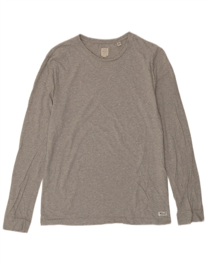 JACK WILLS Mens Top Long Sleeve Medium Grey Cotton