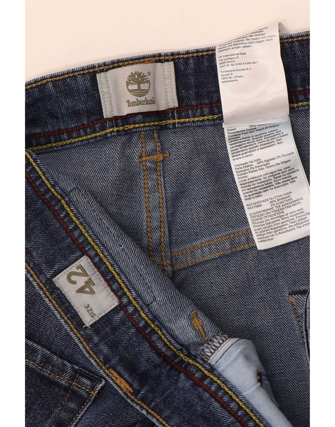 Timberland Mens Straight Jeans W42 L32 Blue Cotton