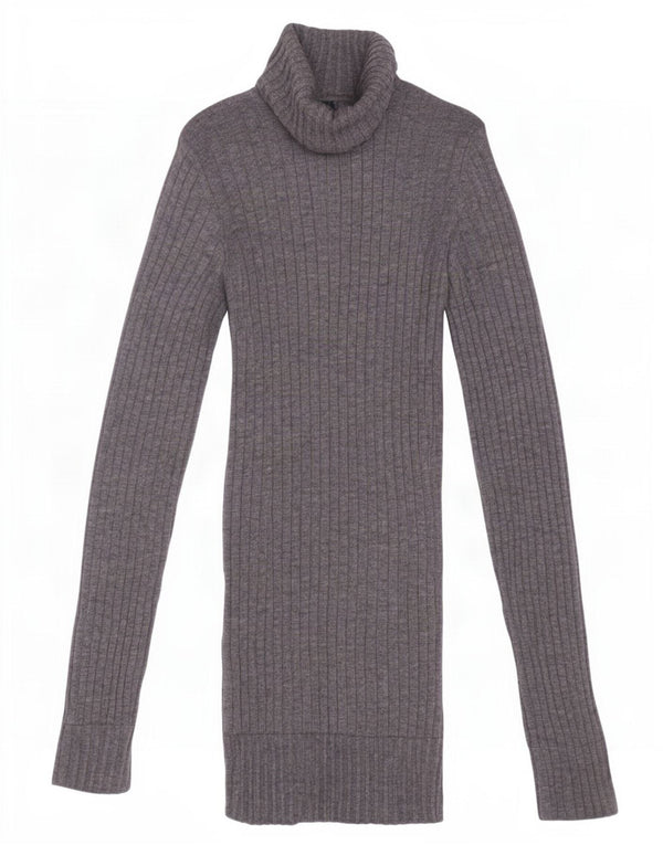 Zara Womens Roll Neck Jumper Sweater UK 8 Small Grey Wool