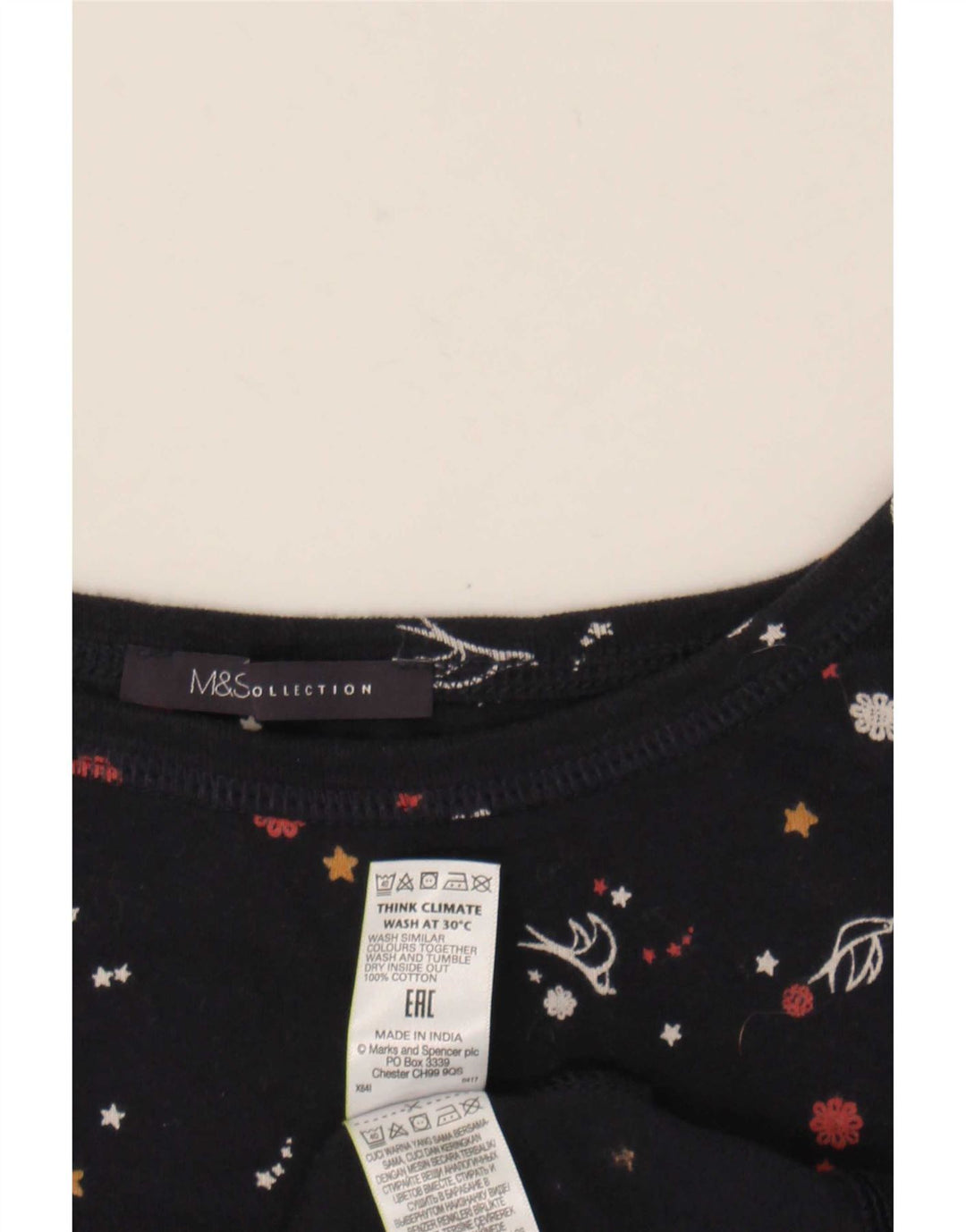 Marks & Spencer Top da donna con motivo astratto manica 3/4 UK 20 2XL Blu navy