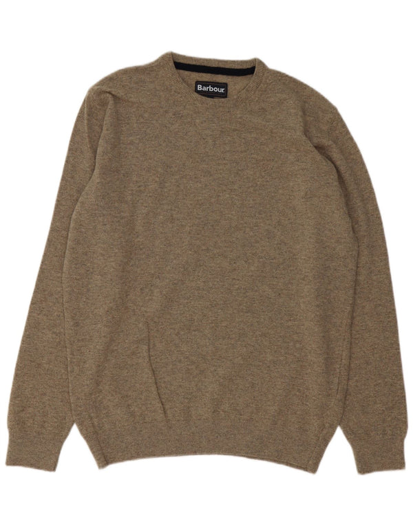 Barbour herre rund hals sweater stor grå uld