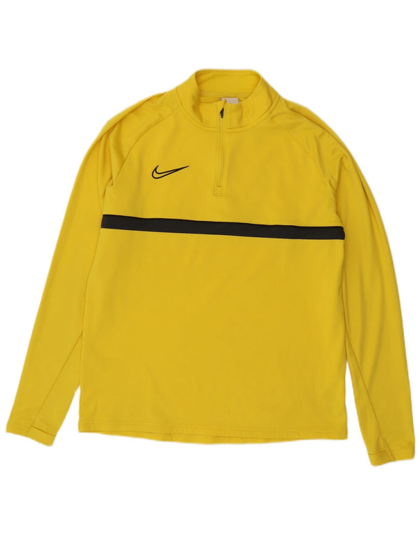 Nike Mens Dri Fit Zip Neck Pullover Tracksuit Top Medium Yellow Colourblock