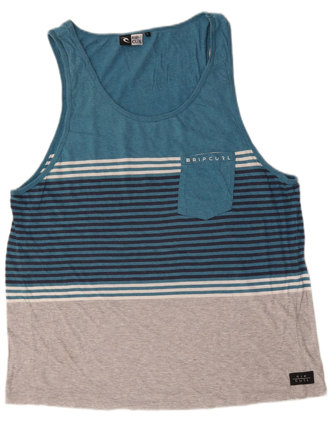 Rip Curl Débardeur Femme UK 16 Grand Coton Rayé Bleu