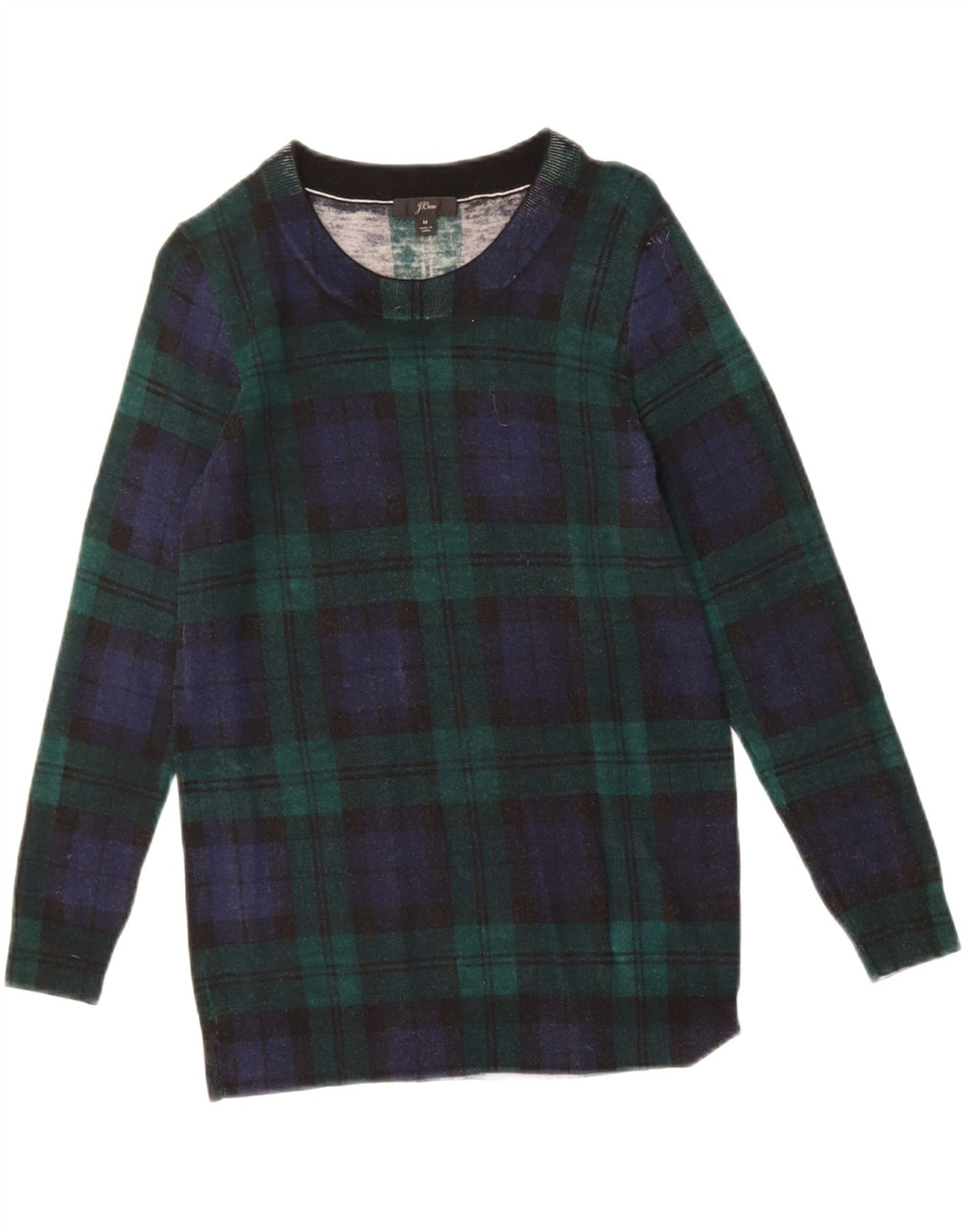 J. CREW Womens Boat Neck Jumper Sweater UK 12 Medium Green Check Vintage J. Crew and Second-Hand J. Crew from Messina Hembry 
