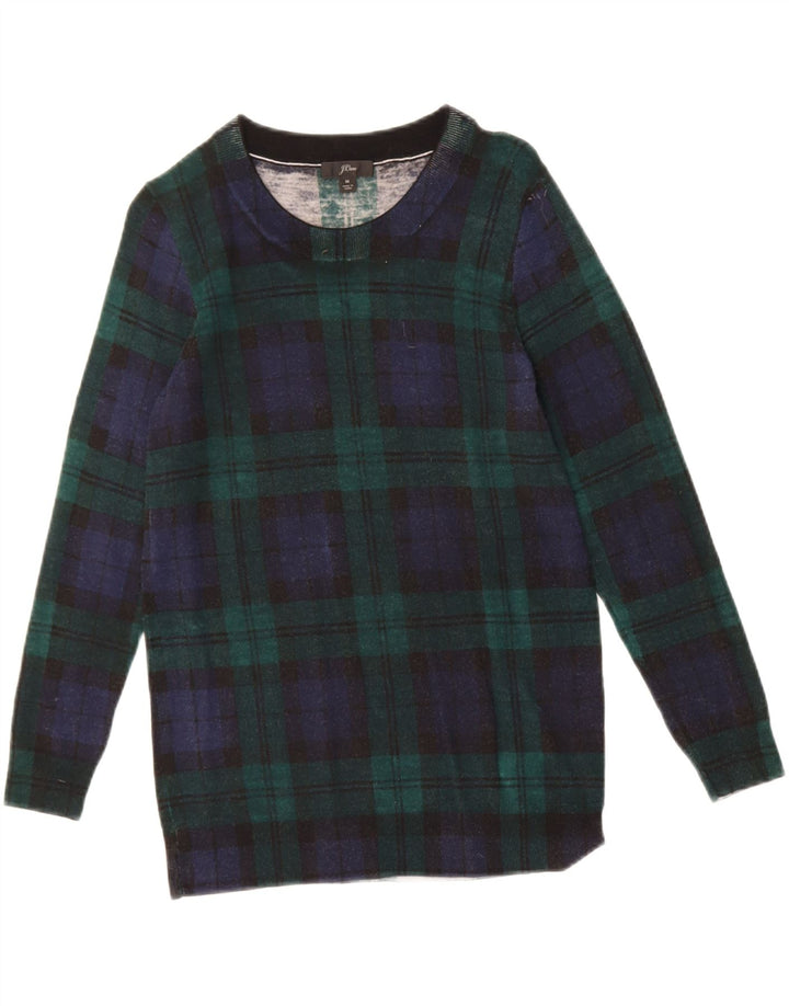 J. CREW Womens Boat Neck Jumper Sweater UK 12 Medium Green Check Vintage J. Crew and Second-Hand J. Crew from Messina Hembry 