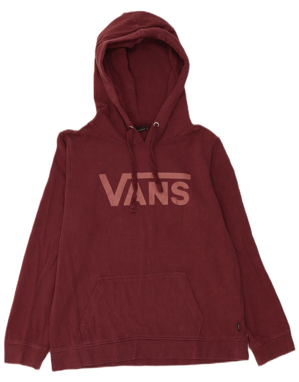 Vans Dame Grafisk Hoodie Jumper UK 16 Large Bourgogne Bomuld