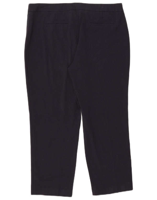 Marks & Spencer Womens Straight Cropped Trousers UK 18 XL W38 L25 Navy Blue
