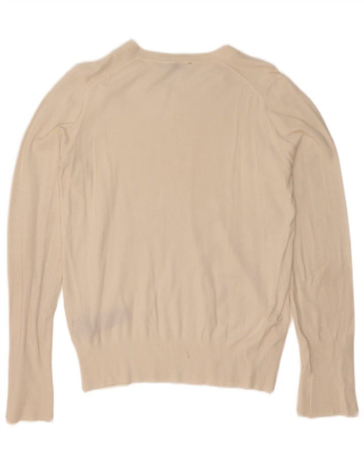 Zara Womens Boat Neck Jumper Sweater UK 12 Medium White Viscose