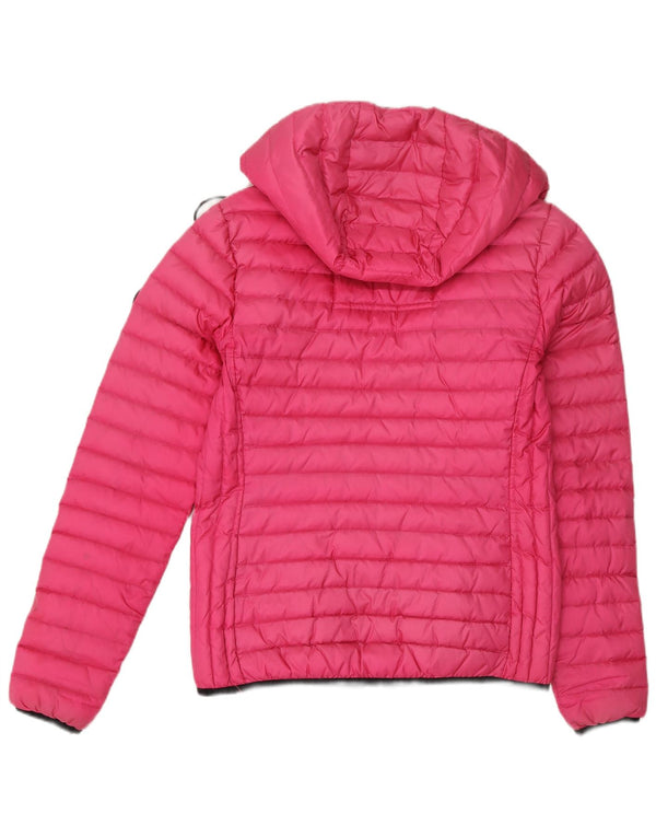 Superdry Womens Hooded Padded Jacket UK 10 Small Pink Nylon