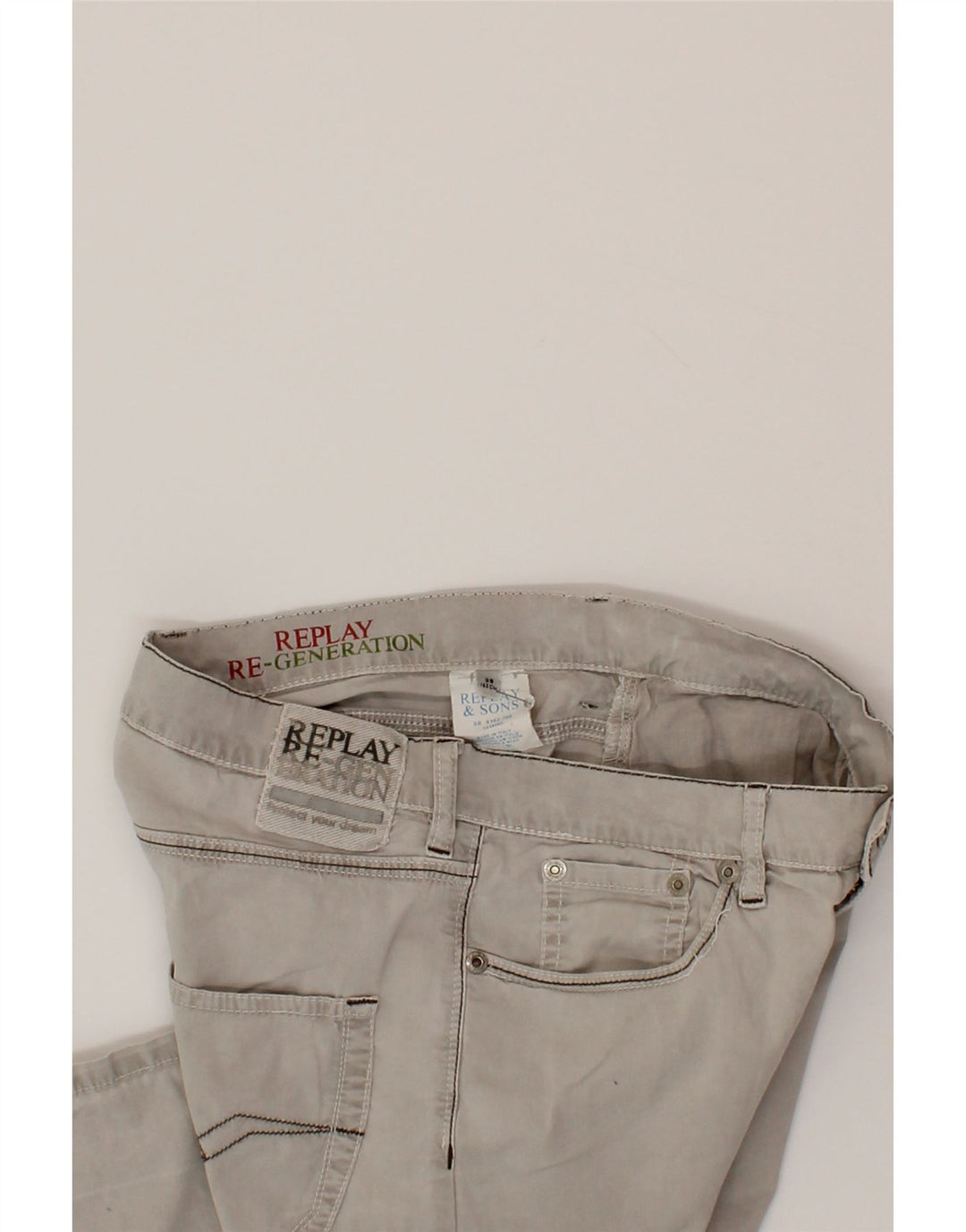 REPLAY Womens Straight Casual Trousers W38 L29  Grey Vintage Replay and Second-Hand Replay from Messina Hembry 