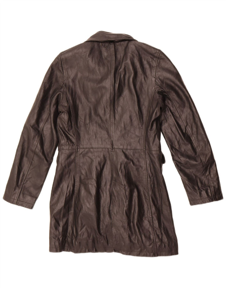 Bayside Womens Leather Coat UK 12 Medium Black Leather